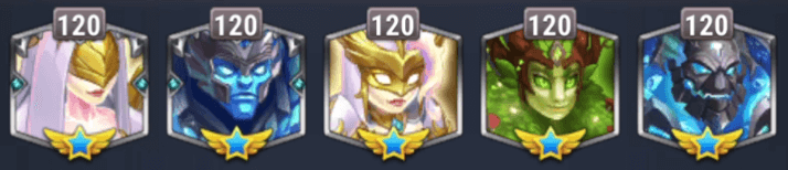 End-game titan team for infinite gold and reaching maximum dungeon levels.