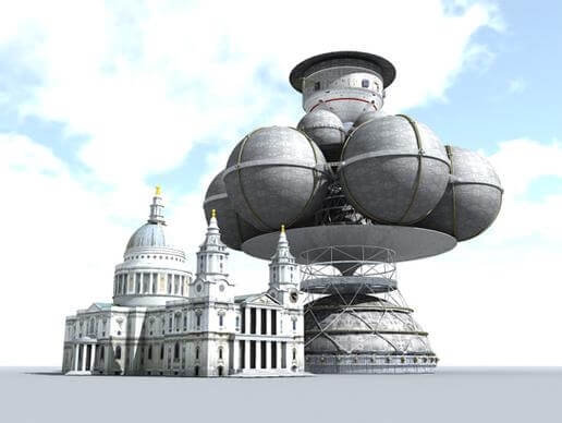 The Daedalus spacecraft measured against London’s St. Paul cathedral